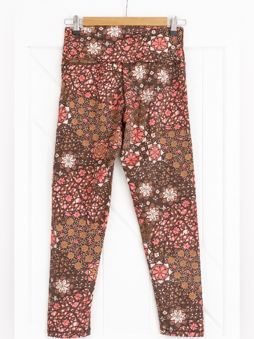 Aerie 7/8 Leggings Geometric Large Pink Brown Tan